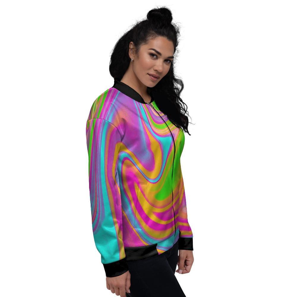 Colorful Abstract Paint Women's Bomber Jacket-grizzshop