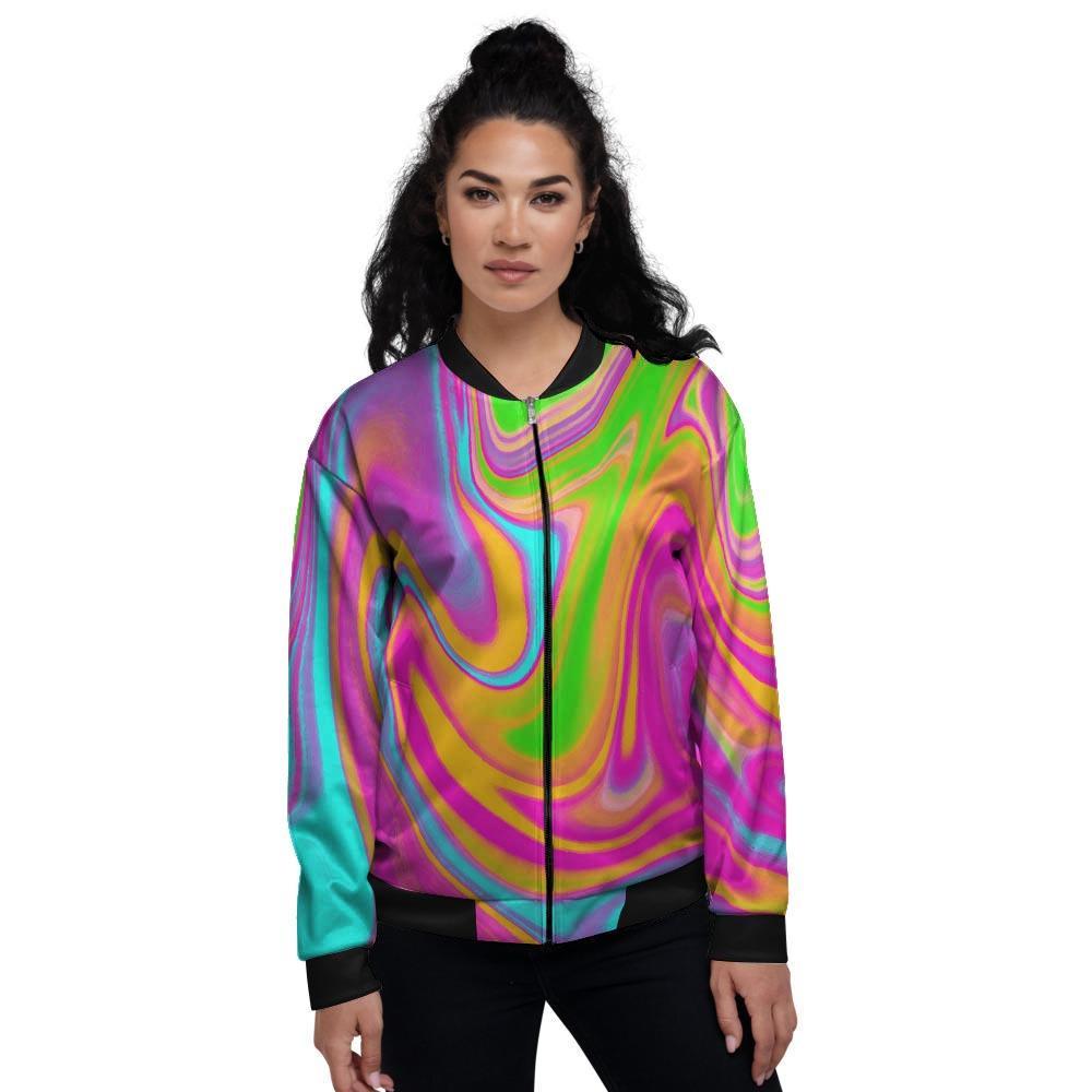 Colorful Abstract Paint Women's Bomber Jacket-grizzshop