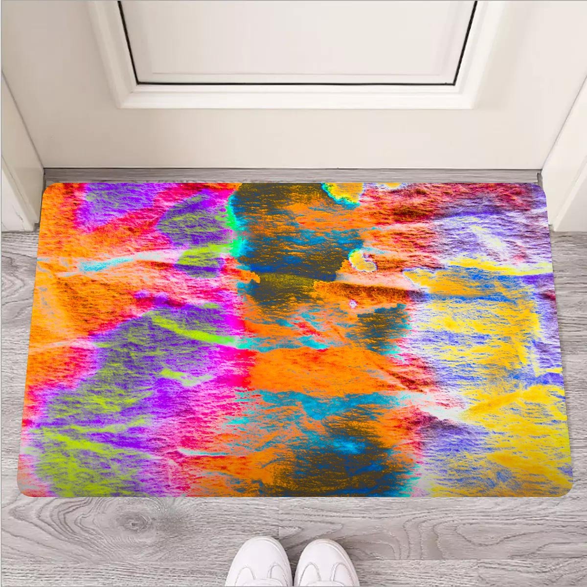 Colorful Abstract Tie Dye Door Mat-grizzshop