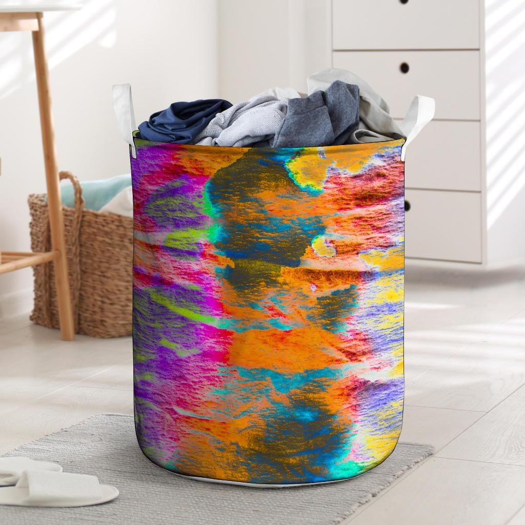 Colorful Abstract Tie Dye Laundry Basket-grizzshop