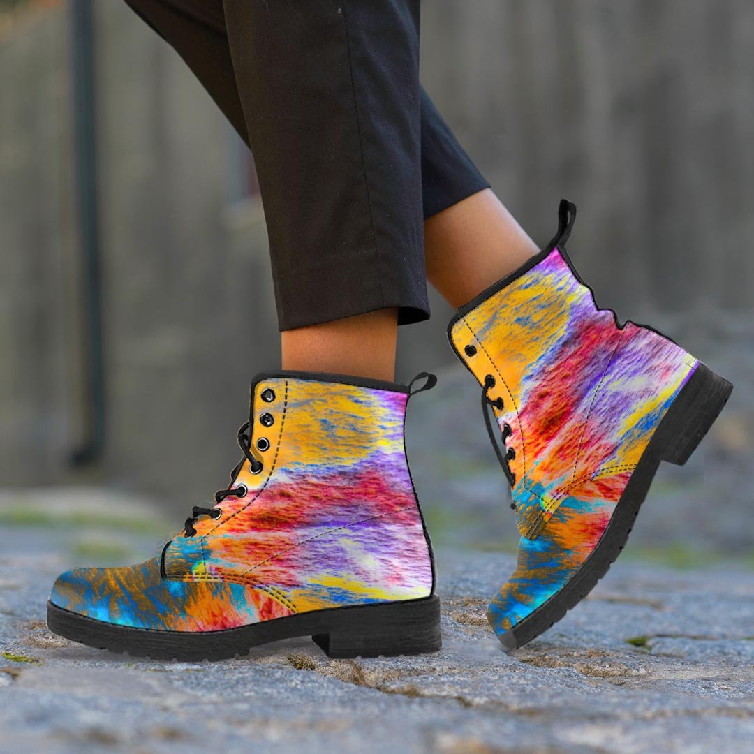 Colorful Abstract Tie Dye Men's Boots-grizzshop