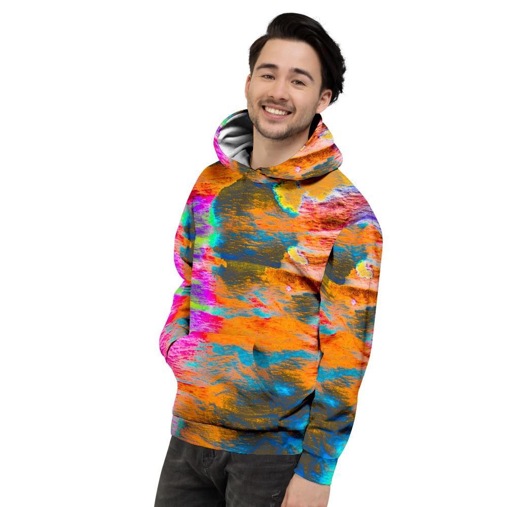 Colorful Abstract Tie Dye Men's Hoodie-grizzshop