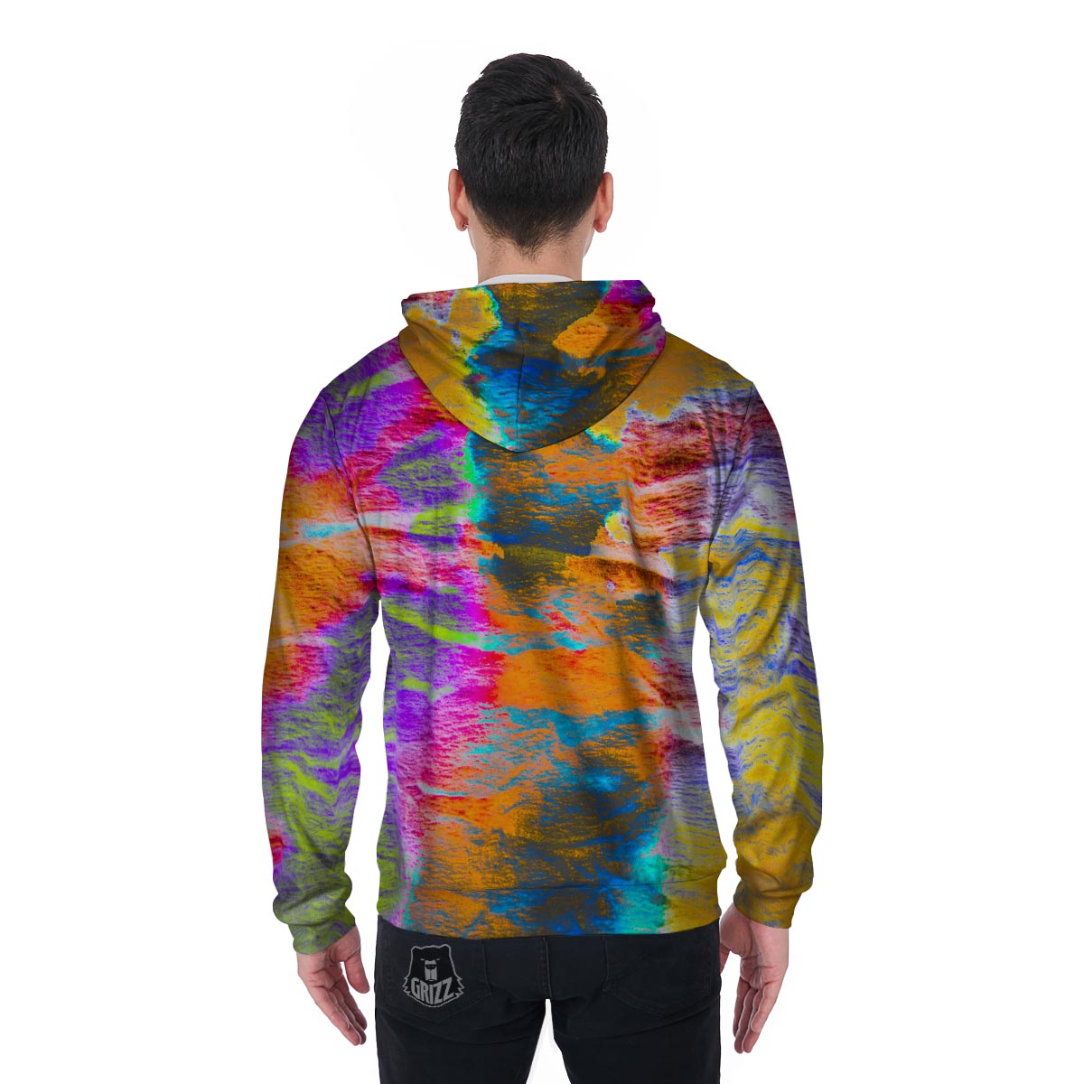 Colorful Abstract Tie Dye Men's Zip Up Hoodie-grizzshop