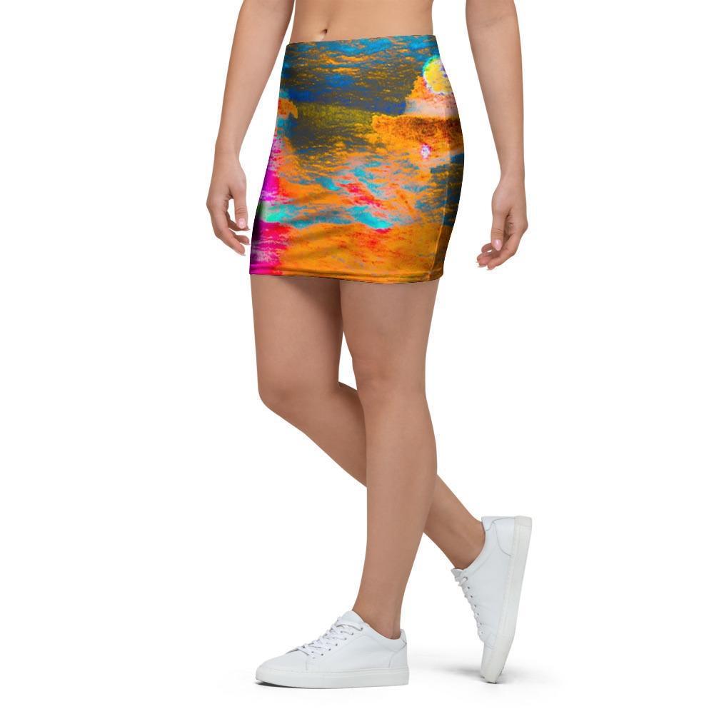 Colorful Abstract Tie Dye Mini Skirt-grizzshop