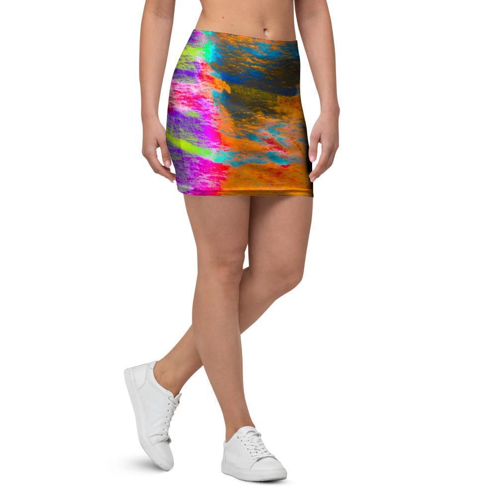 Colorful Abstract Tie Dye Mini Skirt-grizzshop