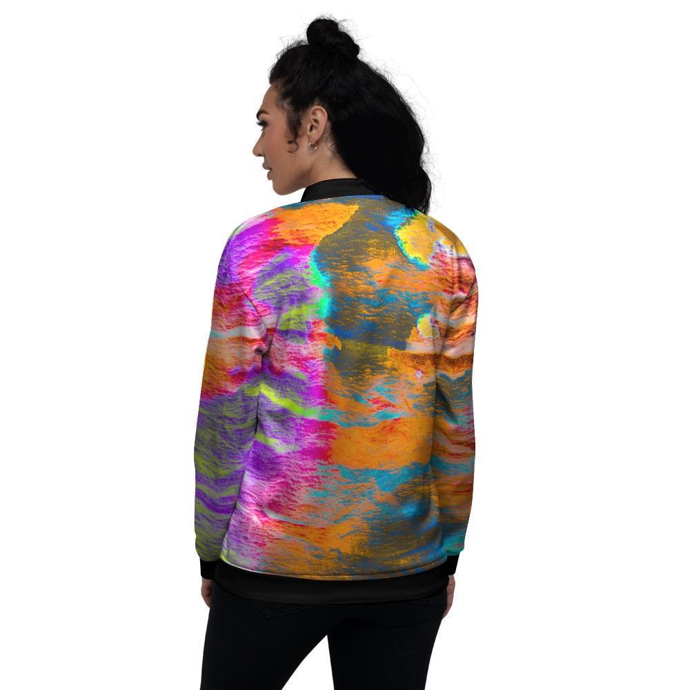 Colorful Abstract Tie Dye Women's Bomber Jacket-grizzshop