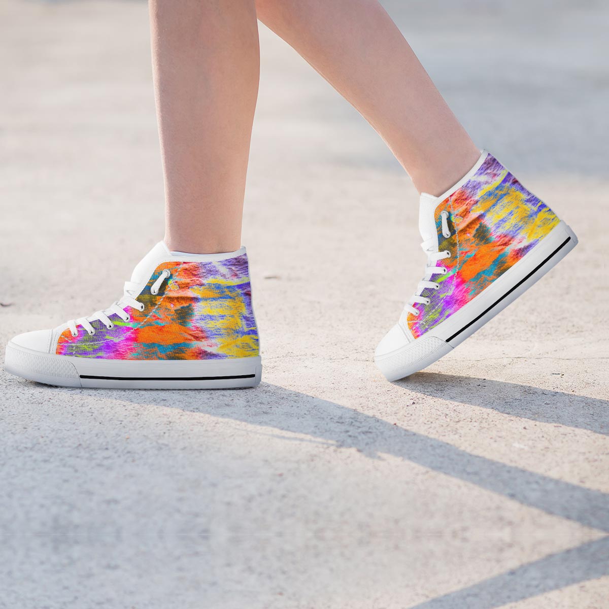 Colorful Abstract Tie Dye Women's High Top Shoes-grizzshop