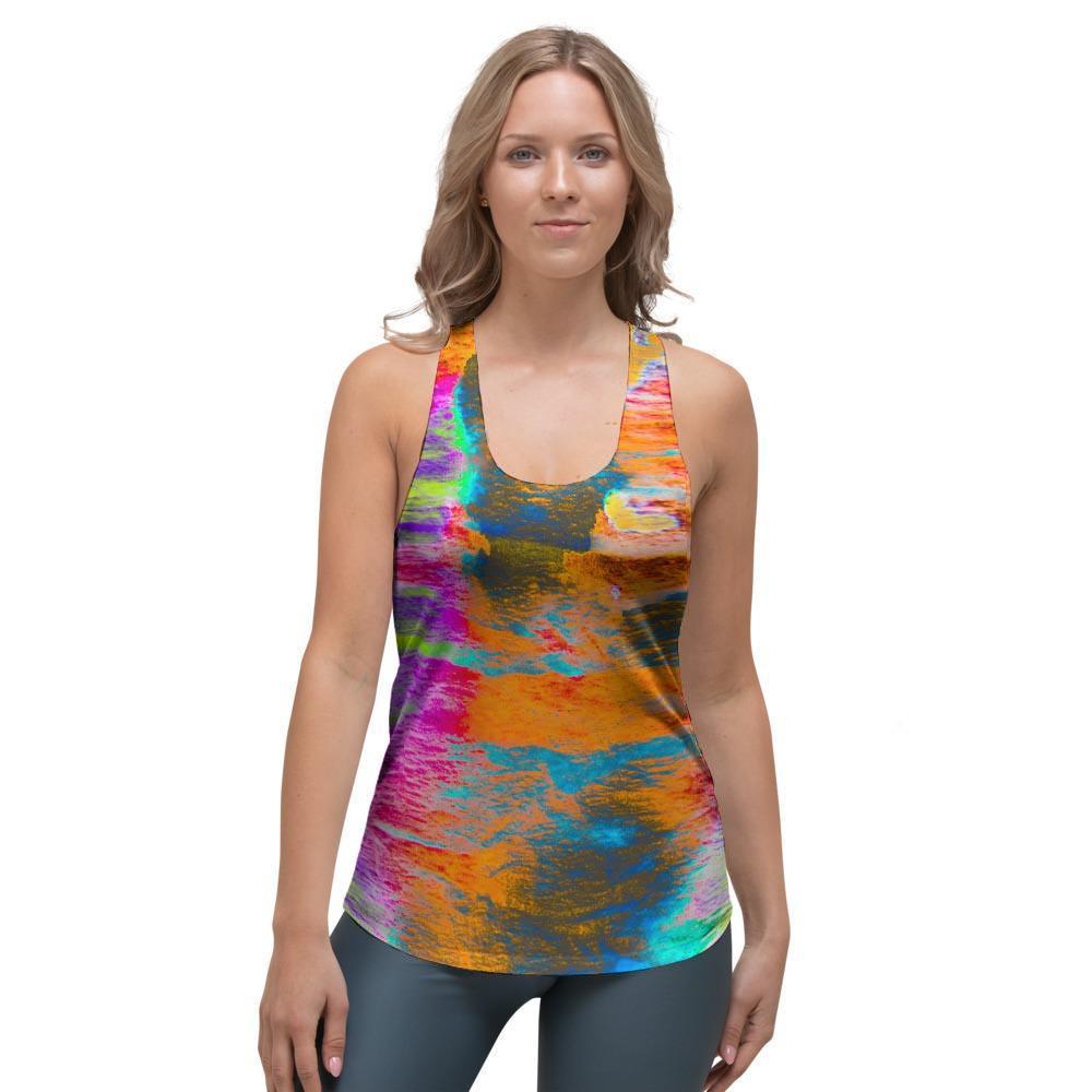 Colorful Abstract Tie Dye Women's Racerback Tank Top-grizzshop