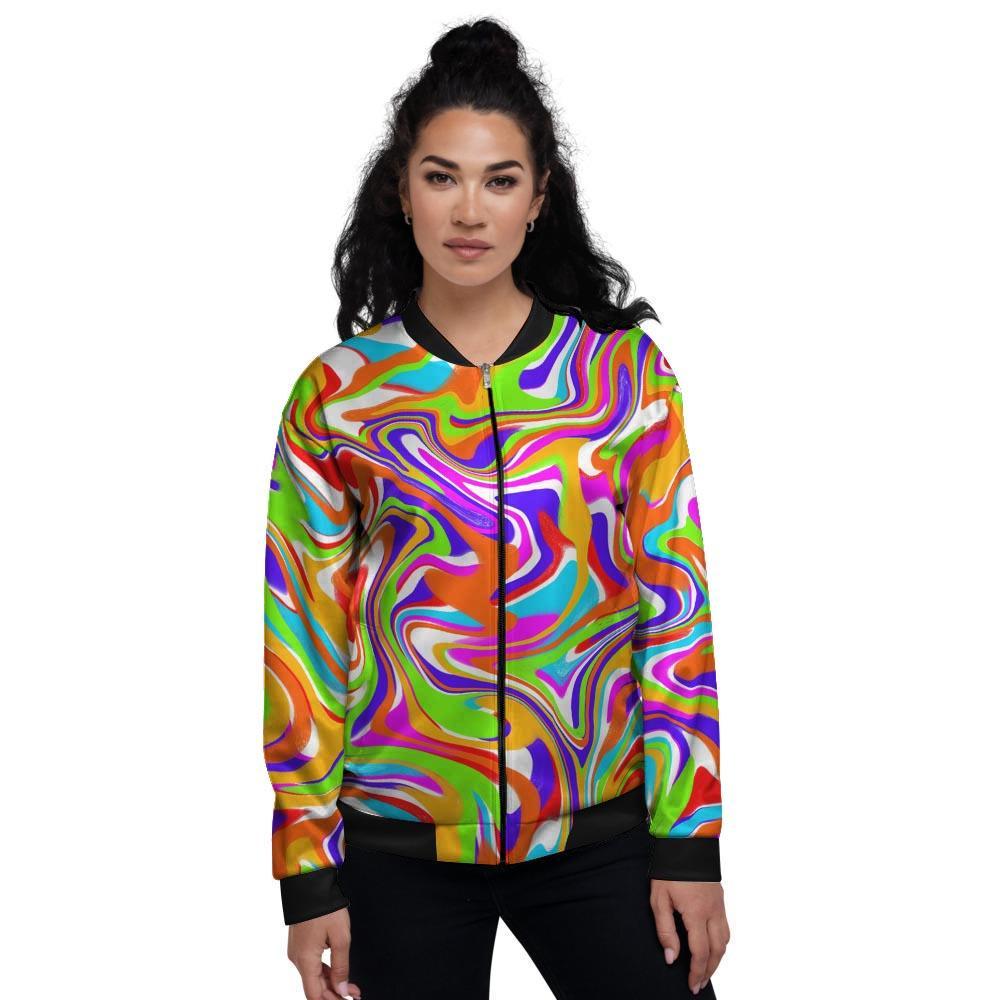 Colorful Abstract Women's Bomber Jacket-grizzshop