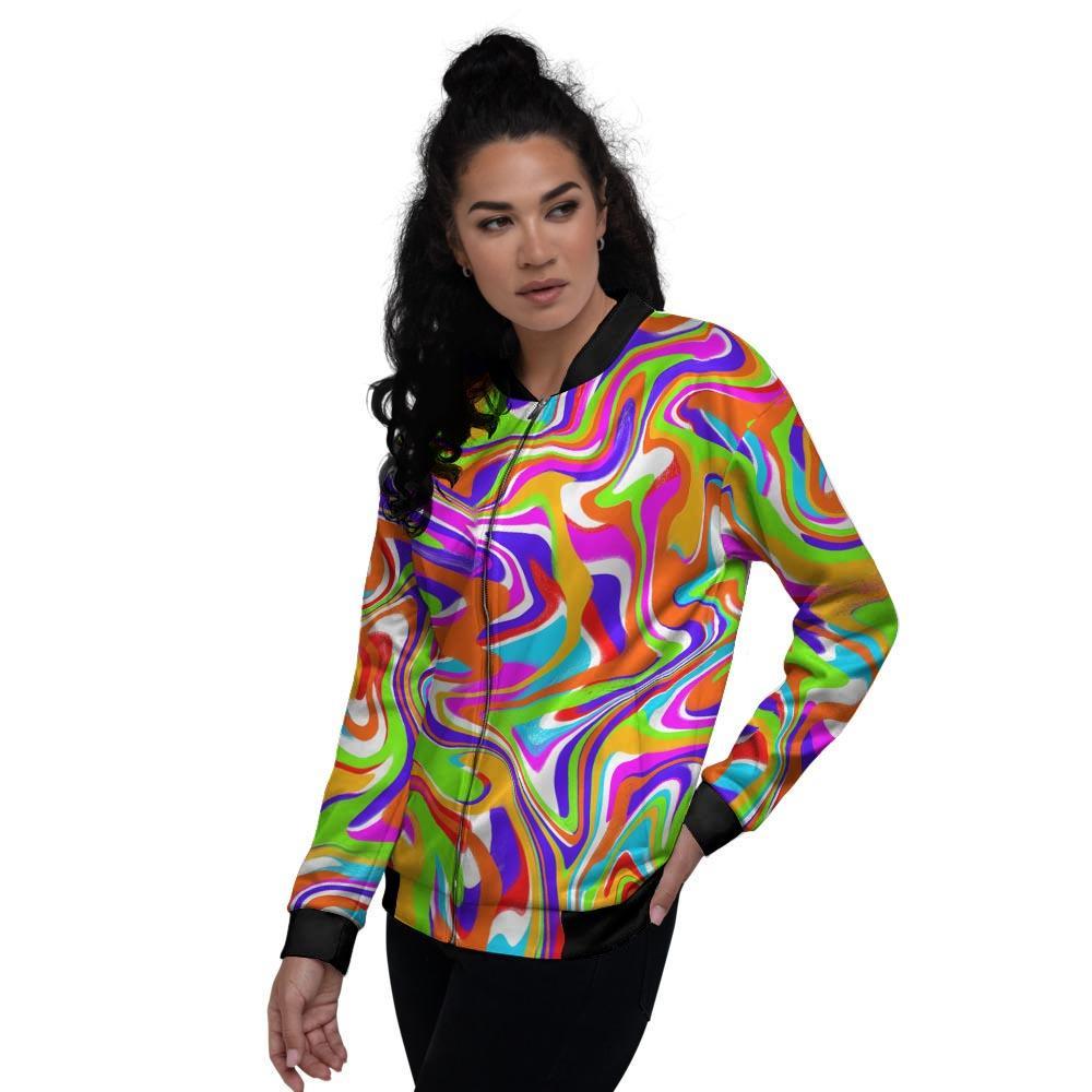 Colorful Abstract Women's Bomber Jacket-grizzshop