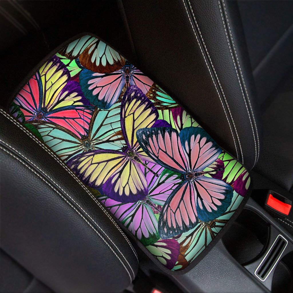 Colorful Butterfly Print Car Console Cover-grizzshop