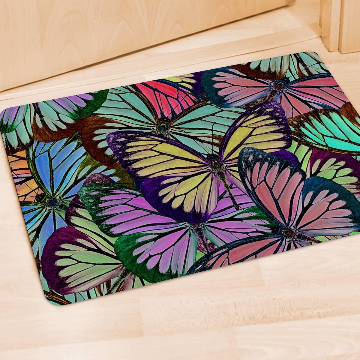 Colorful Butterfly Print Door Mat-grizzshop
