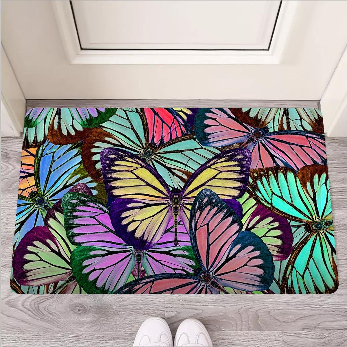 Colorful Butterfly Print Door Mat-grizzshop
