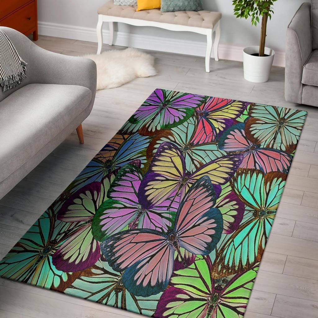 Colorful Butterfly Print Floor Mat-grizzshop