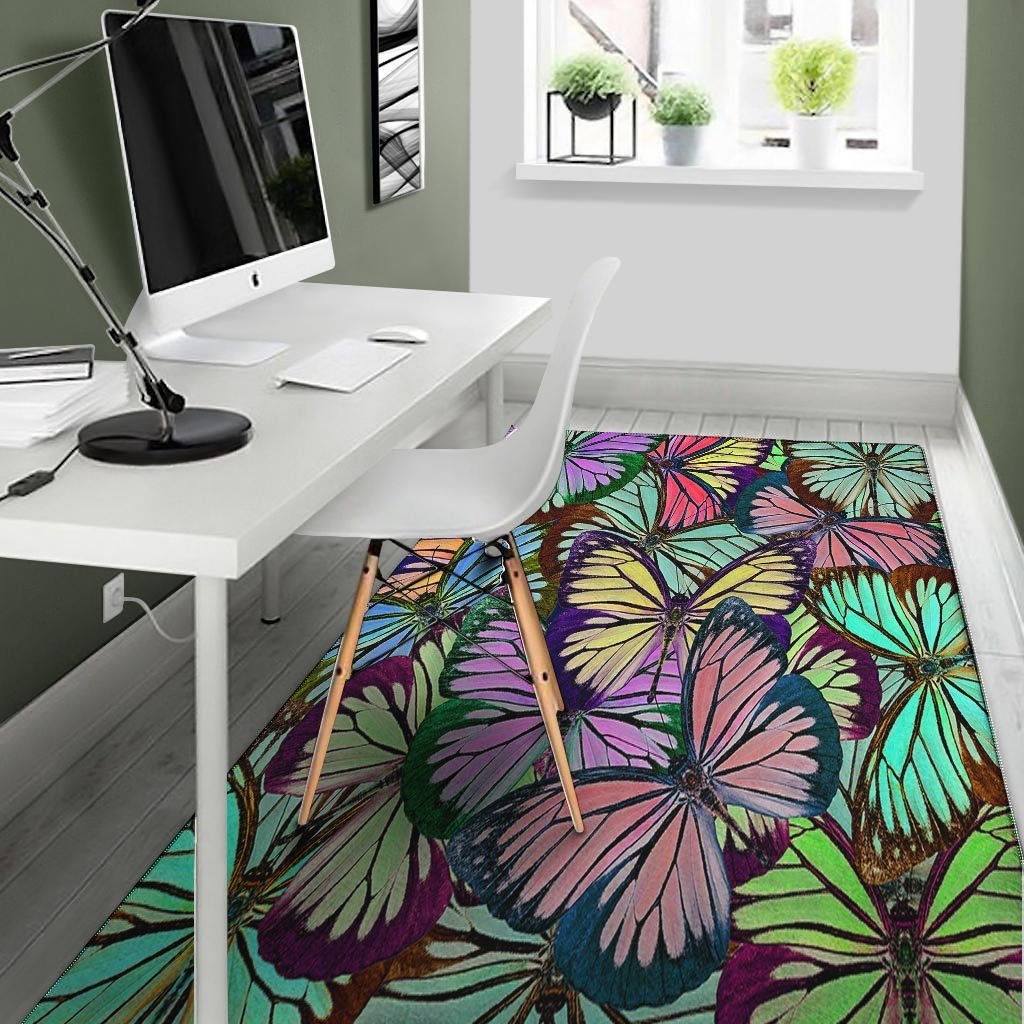 Colorful Butterfly Print Floor Mat-grizzshop