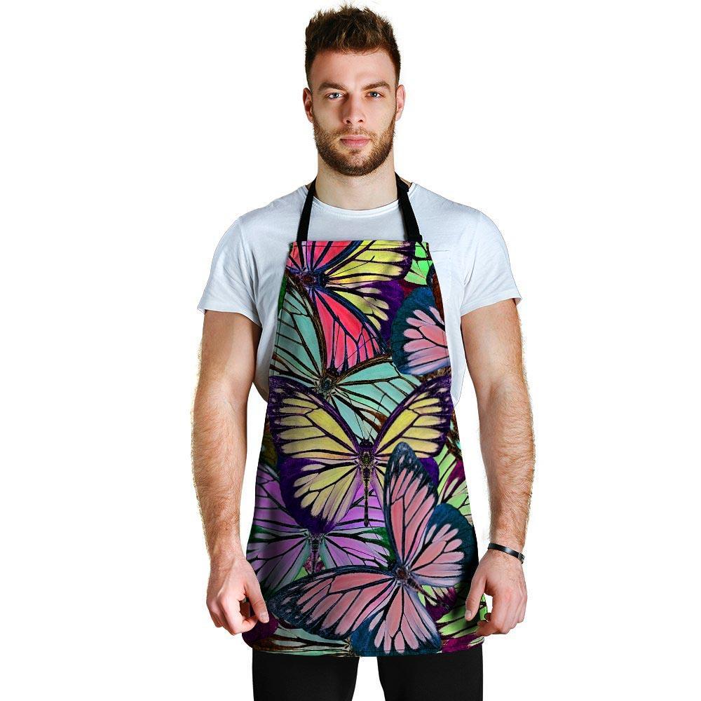 Colorful Butterfly Print Men's Apron-grizzshop