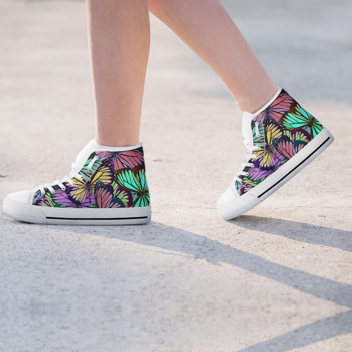 Colorful Butterfly Print Women's High Top Shoes-grizzshop