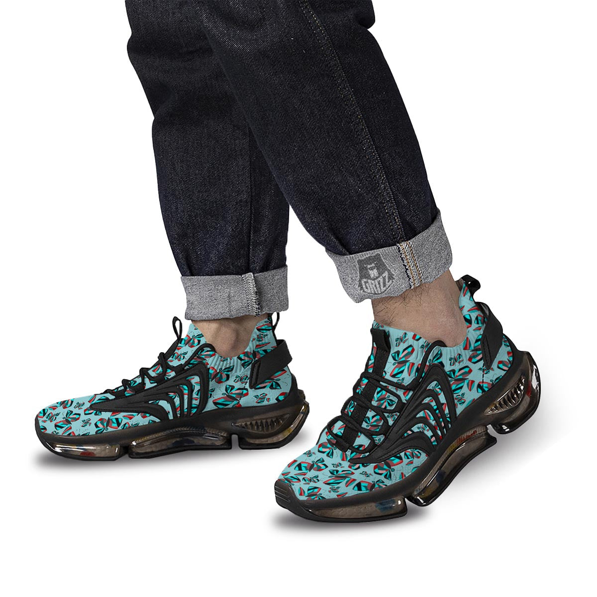 Colorful Butterfly Retro Print Pattern Black Gym Shoes-grizzshop