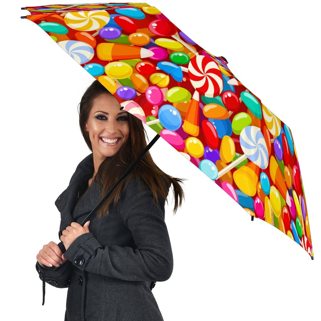 Colorful Candy Pattern Print Automatic Foldable Umbrella-grizzshop