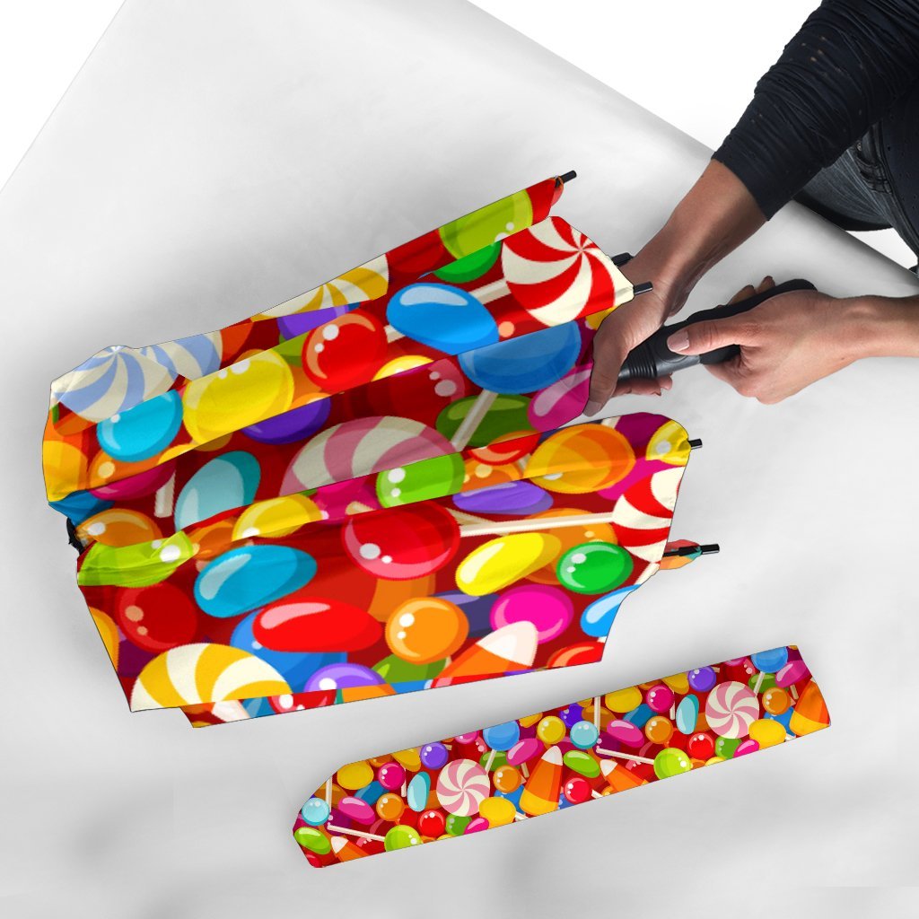 Colorful Candy Pattern Print Automatic Foldable Umbrella-grizzshop