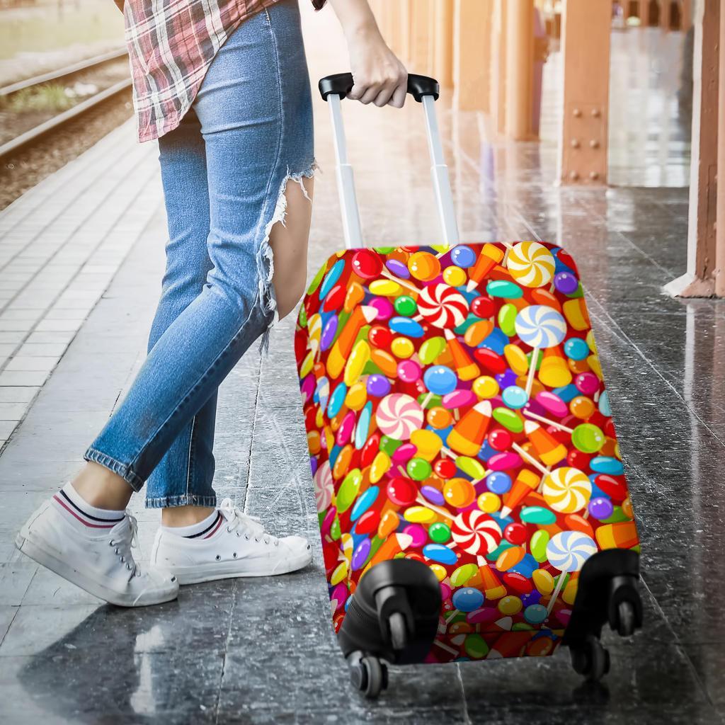 Colorful Candy Pattern Print Luggage Cover Protector-grizzshop