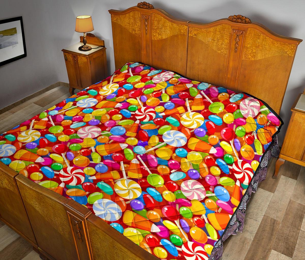 Colorful Candy Pattern Print Quilt-grizzshop