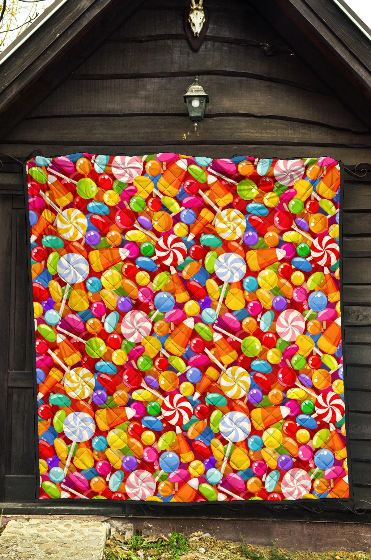 Colorful Candy Pattern Print Quilt-grizzshop