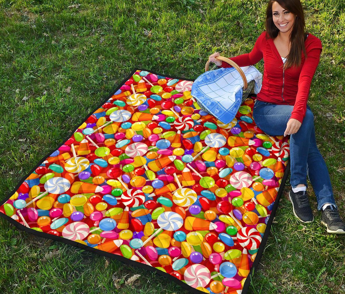 Colorful Candy Pattern Print Quilt-grizzshop