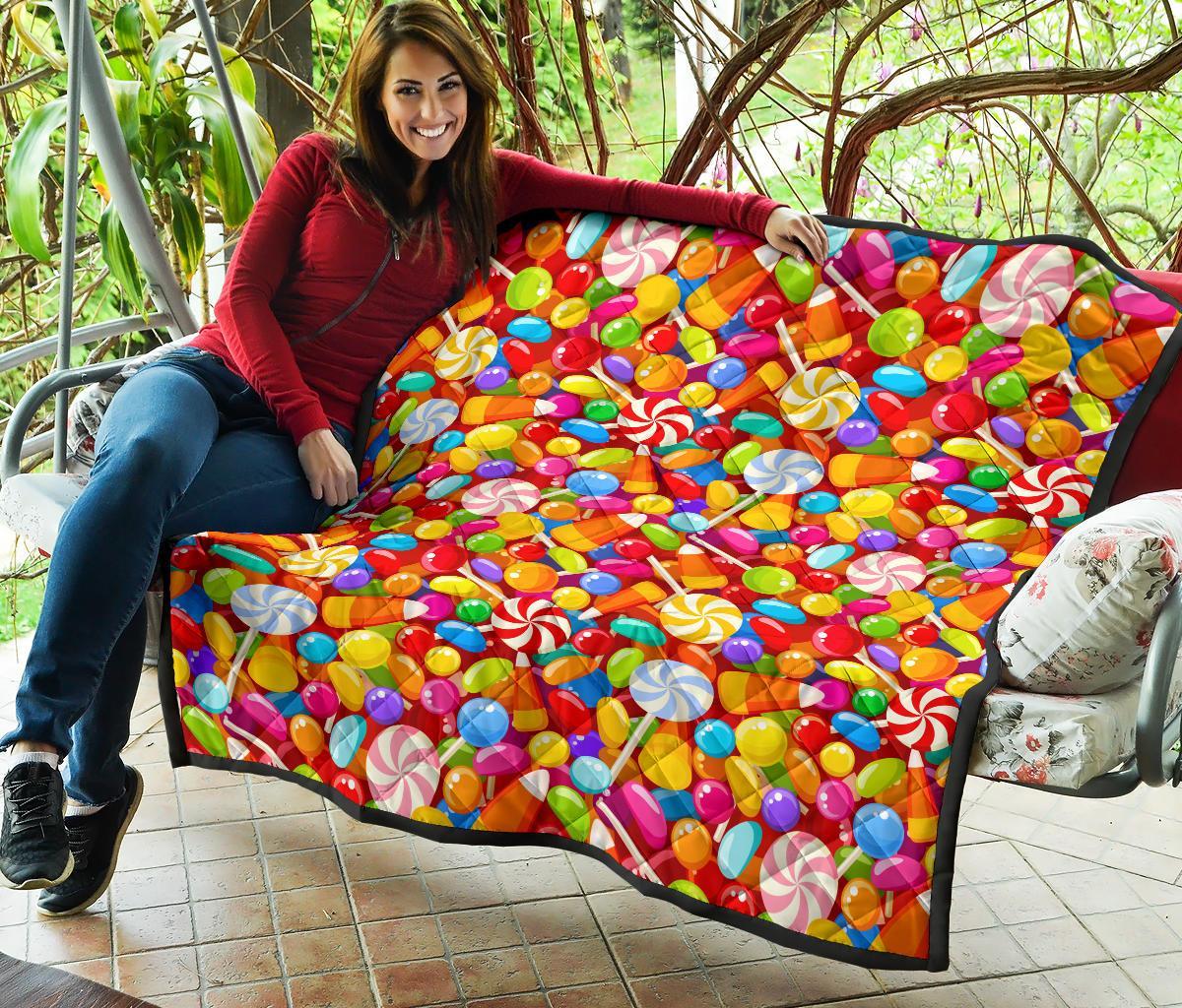 Colorful Candy Pattern Print Quilt-grizzshop