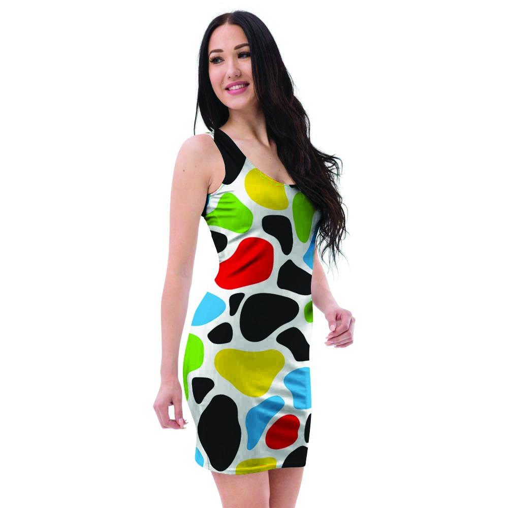 Colorful Cow Print Bodycon Dress-grizzshop