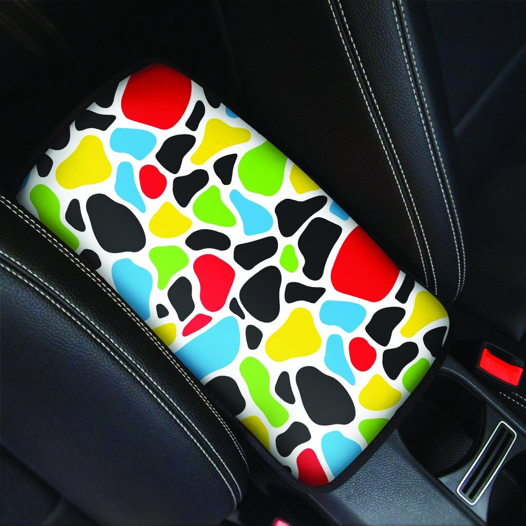 Colorful Cow Print Car Console Cover-grizzshop