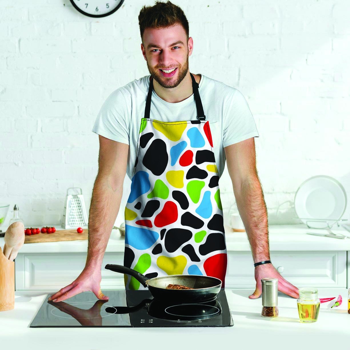 Colorful Cow Print Men's Apron-grizzshop