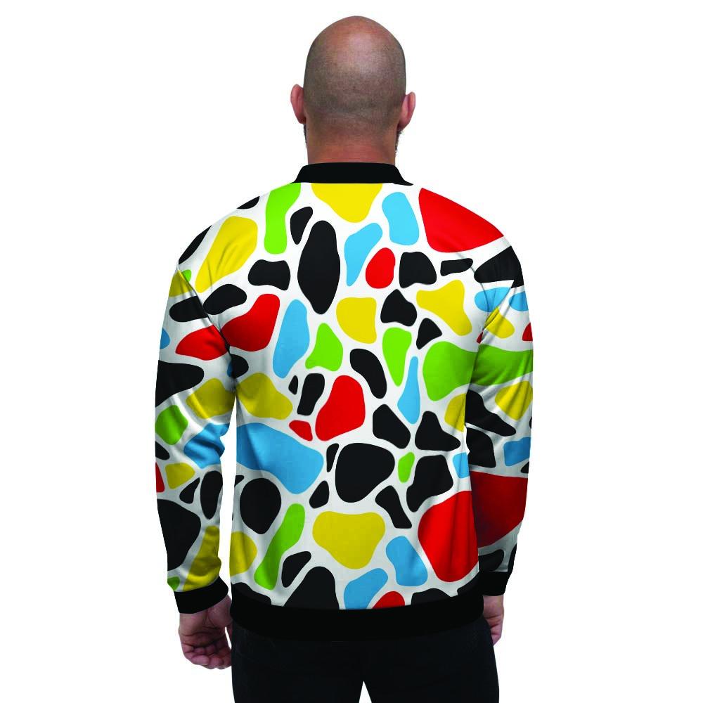 Colorful Cow Print Men's Bomber Jacket-grizzshop