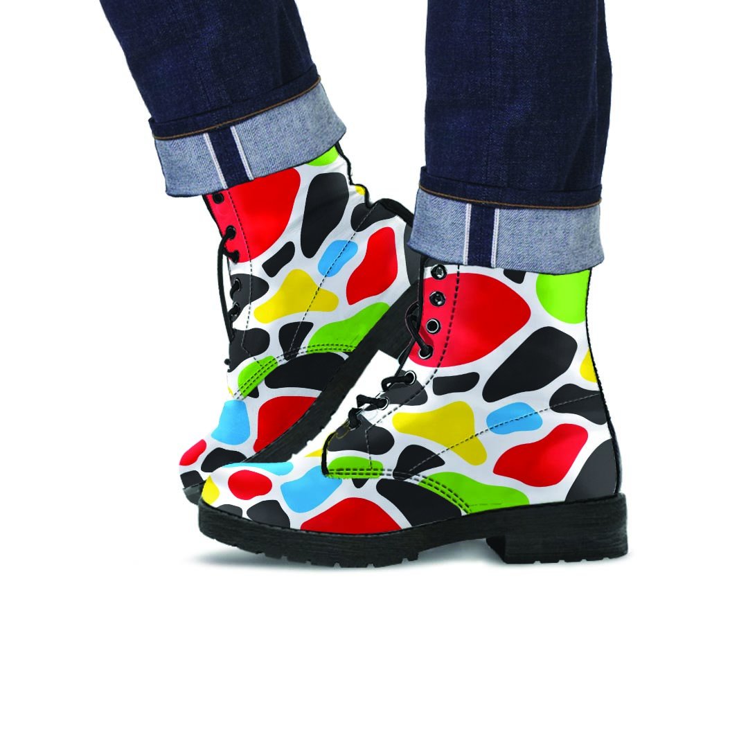 Colorful Cow Print Men's Boots-grizzshop