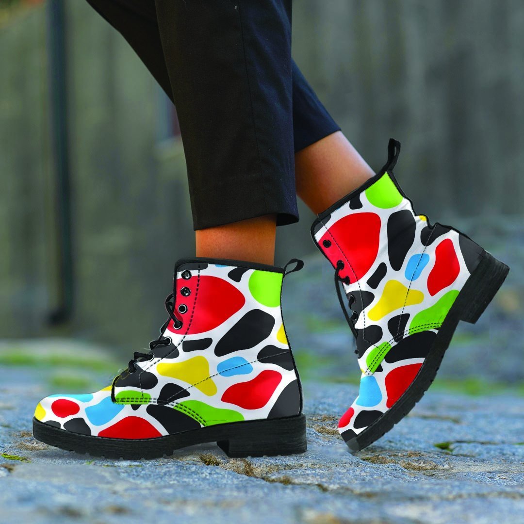 Colorful Cow Print Men's Boots-grizzshop