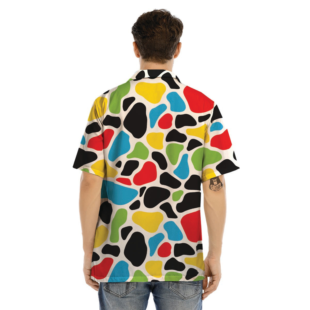 Colorful Cow Print Men’s Hawaiian Shirt-grizzshop