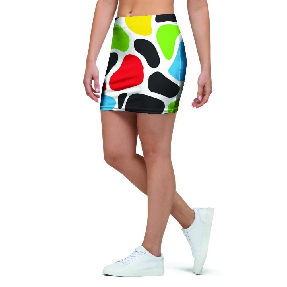 Colorful Cow Print Mini Skirt-grizzshop