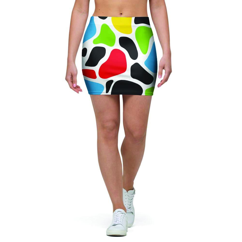 Colorful Cow Print Mini Skirt-grizzshop