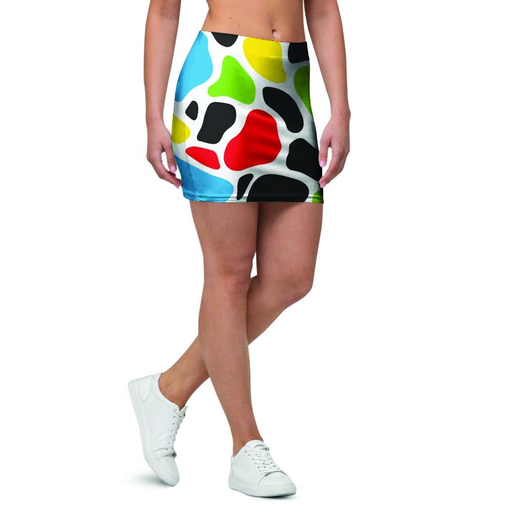 Colorful Cow Print Mini Skirt-grizzshop