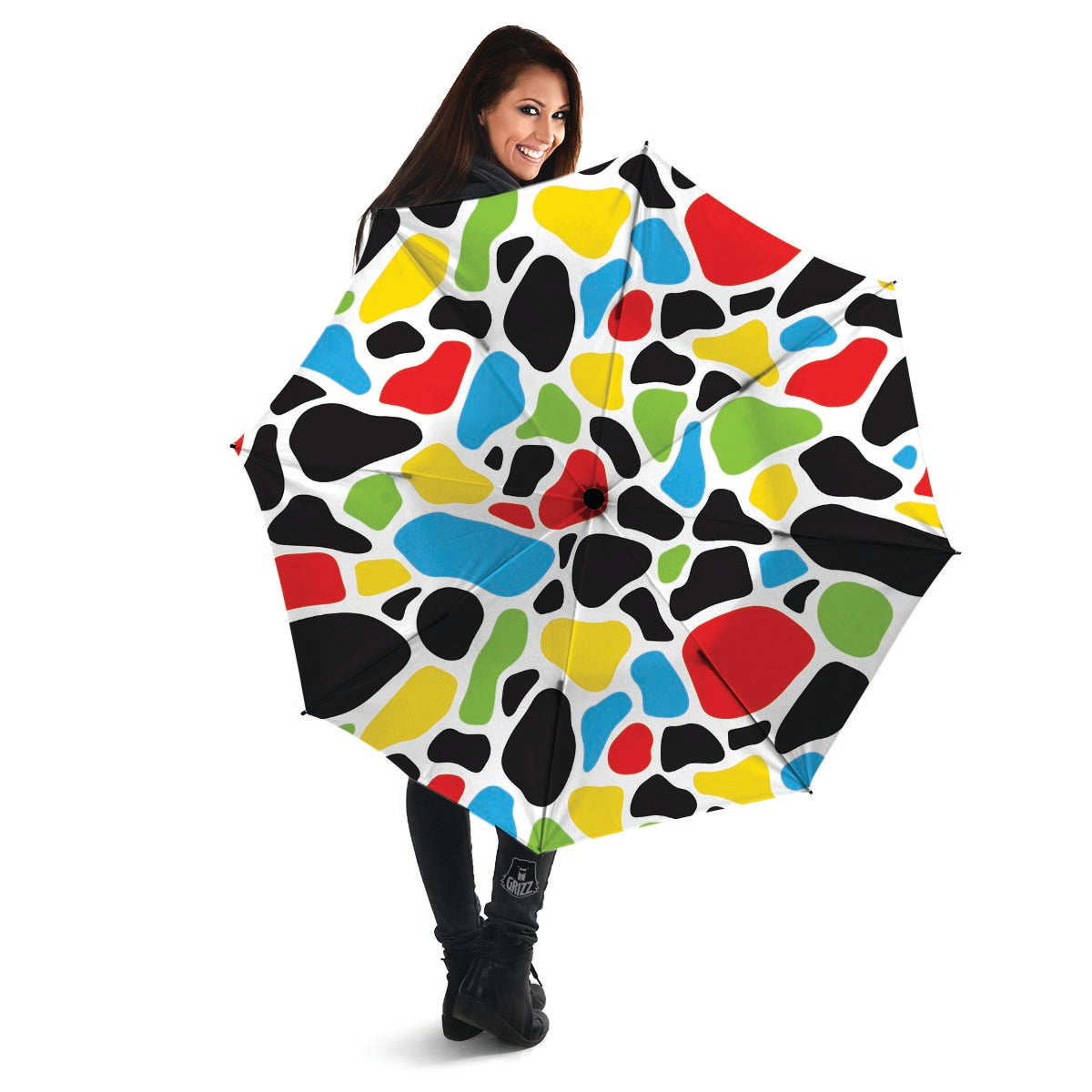 Colorful Cow Print Umbrella-grizzshop