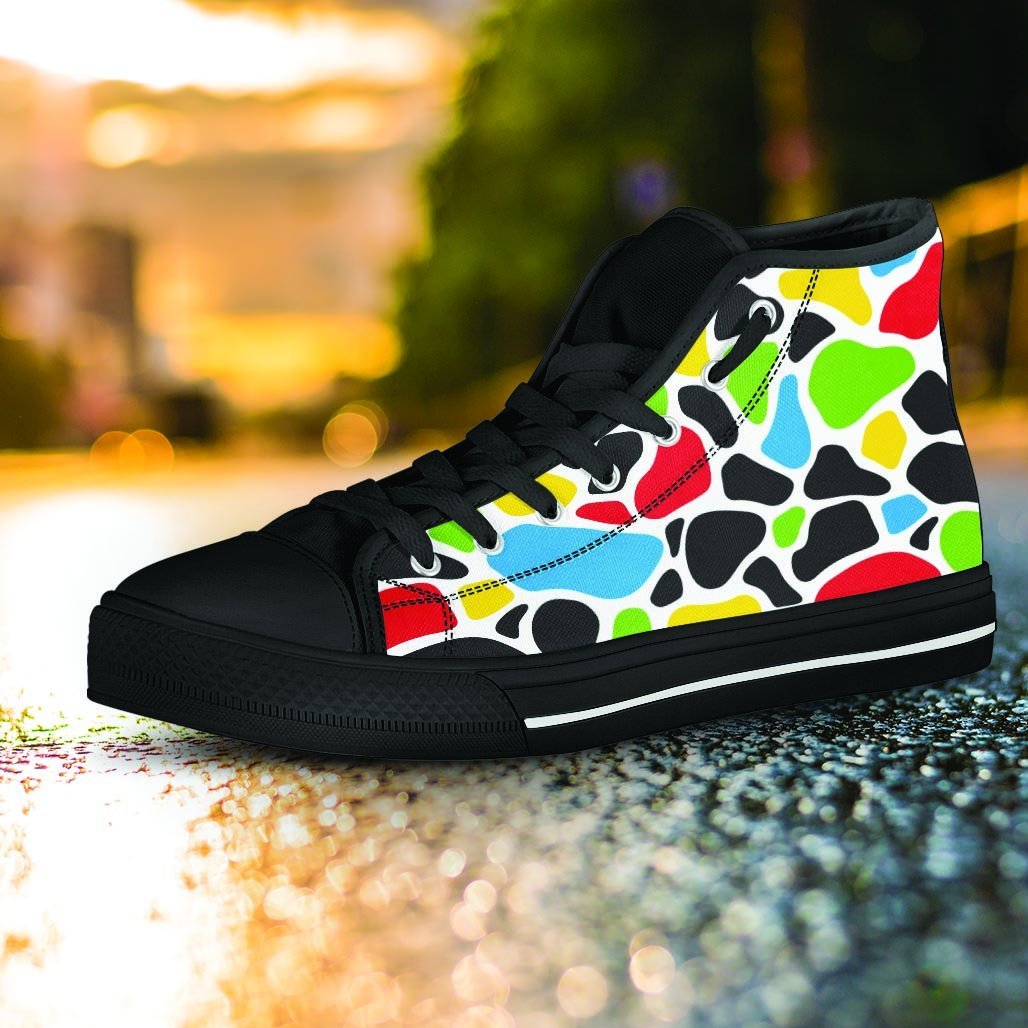 Colorful Cow Print Women's High Top Shoes-grizzshop
