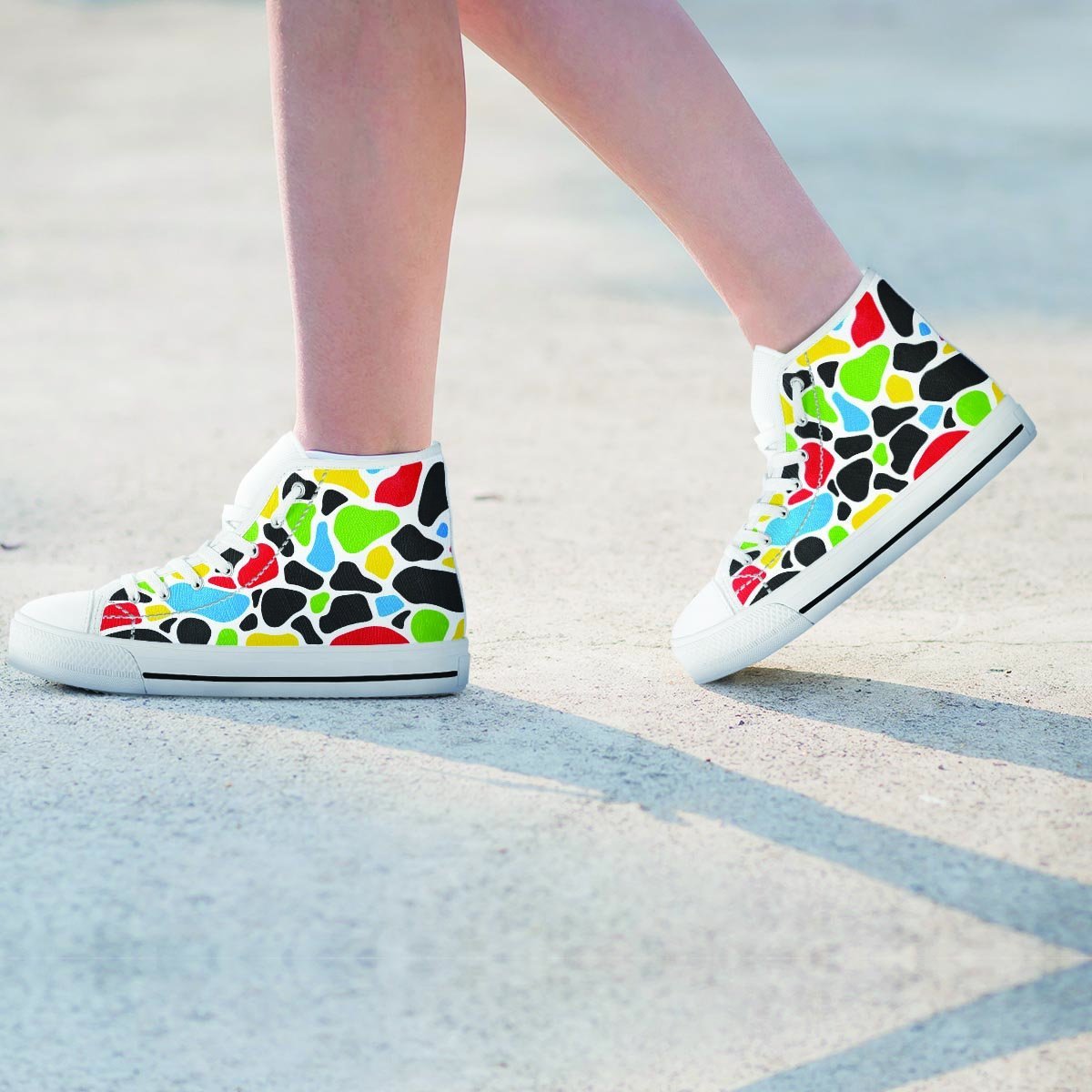 Colorful Cow Print Women's High Top Shoes-grizzshop
