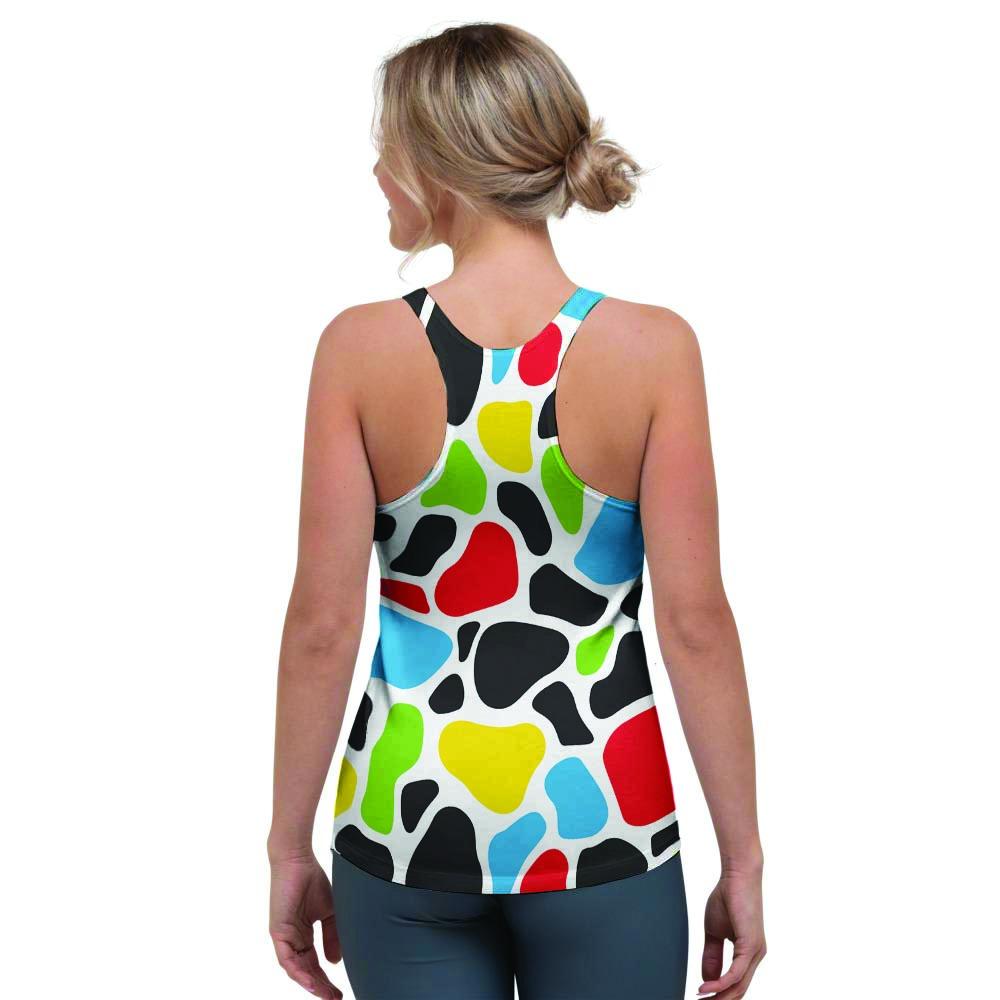 Colorful Cow Print Women's Racerback Tank Top-grizzshop
