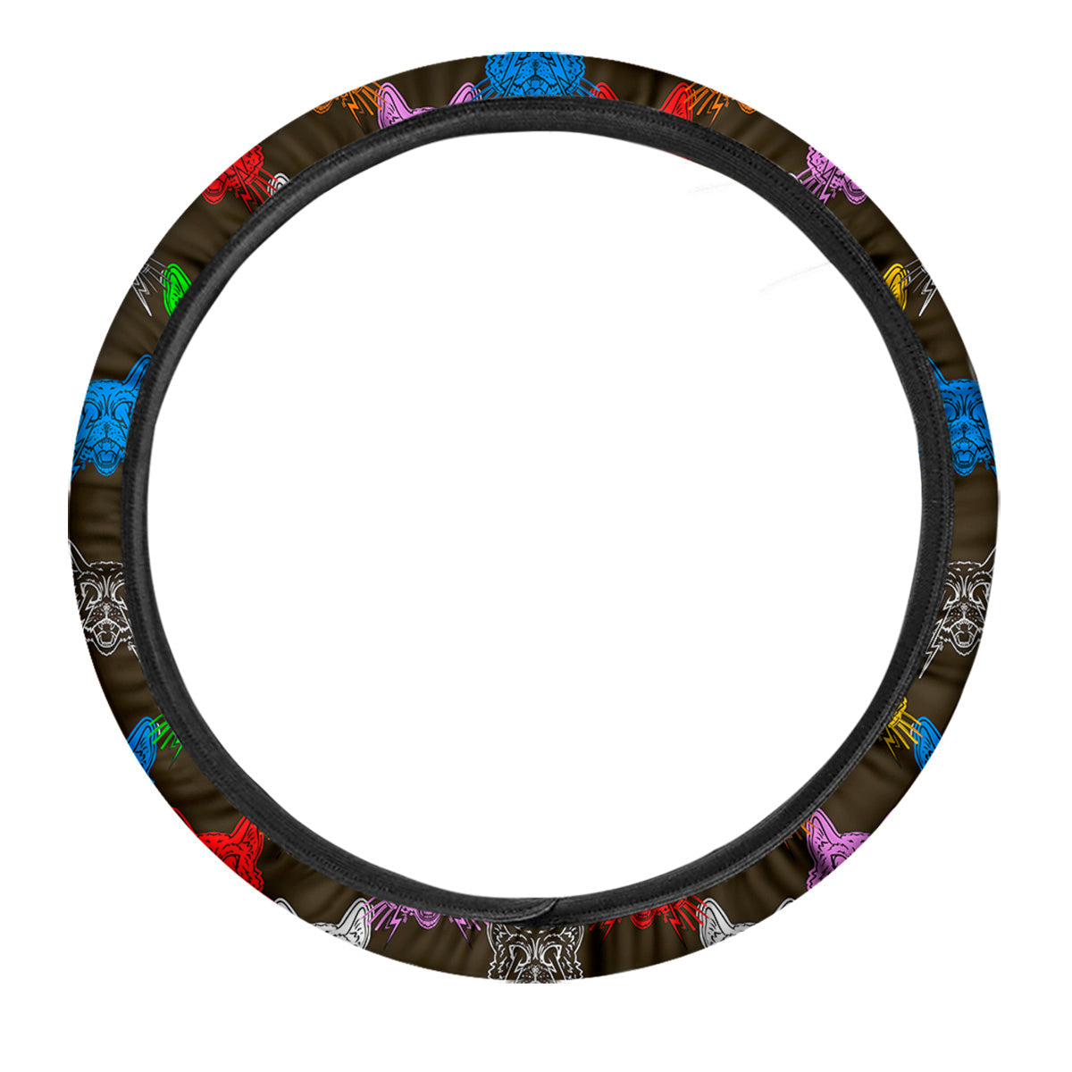 Colorful Crazy Cat Print Pattern Car Steering Wheel Cover-grizzshop