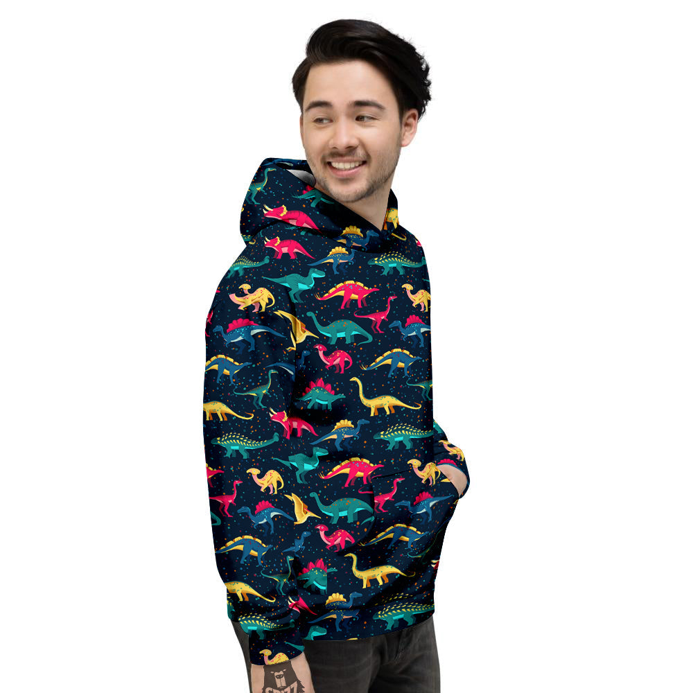 Colorful Cute Dinosaurs Print Pattern Men's Hoodie-grizzshop