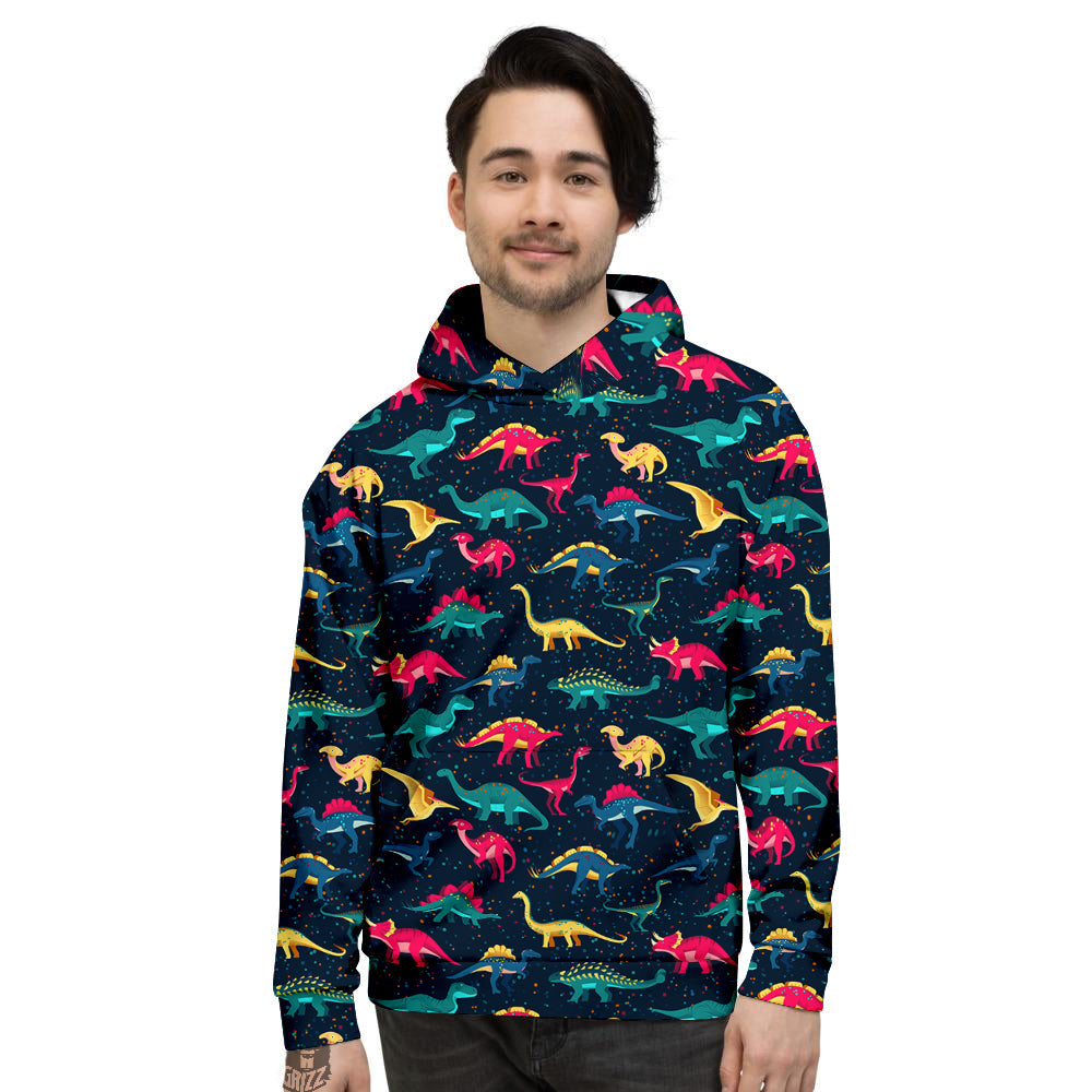 Colorful Cute Dinosaurs Print Pattern Men's Hoodie-grizzshop