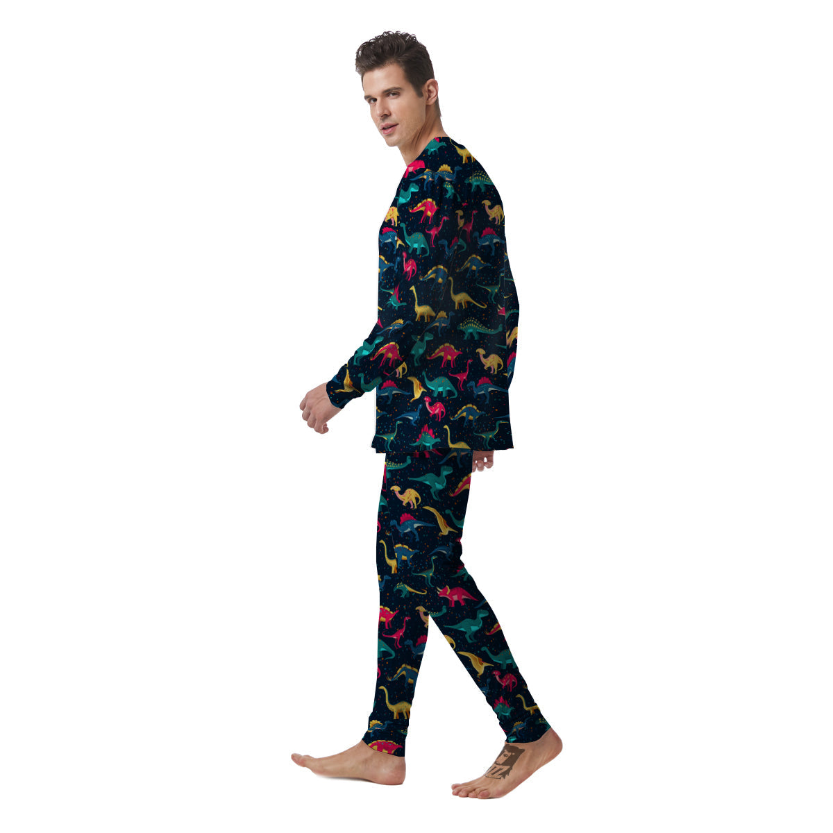 Colorful Cute Dinosaurs Print Pattern Men's Pajamas-grizzshop