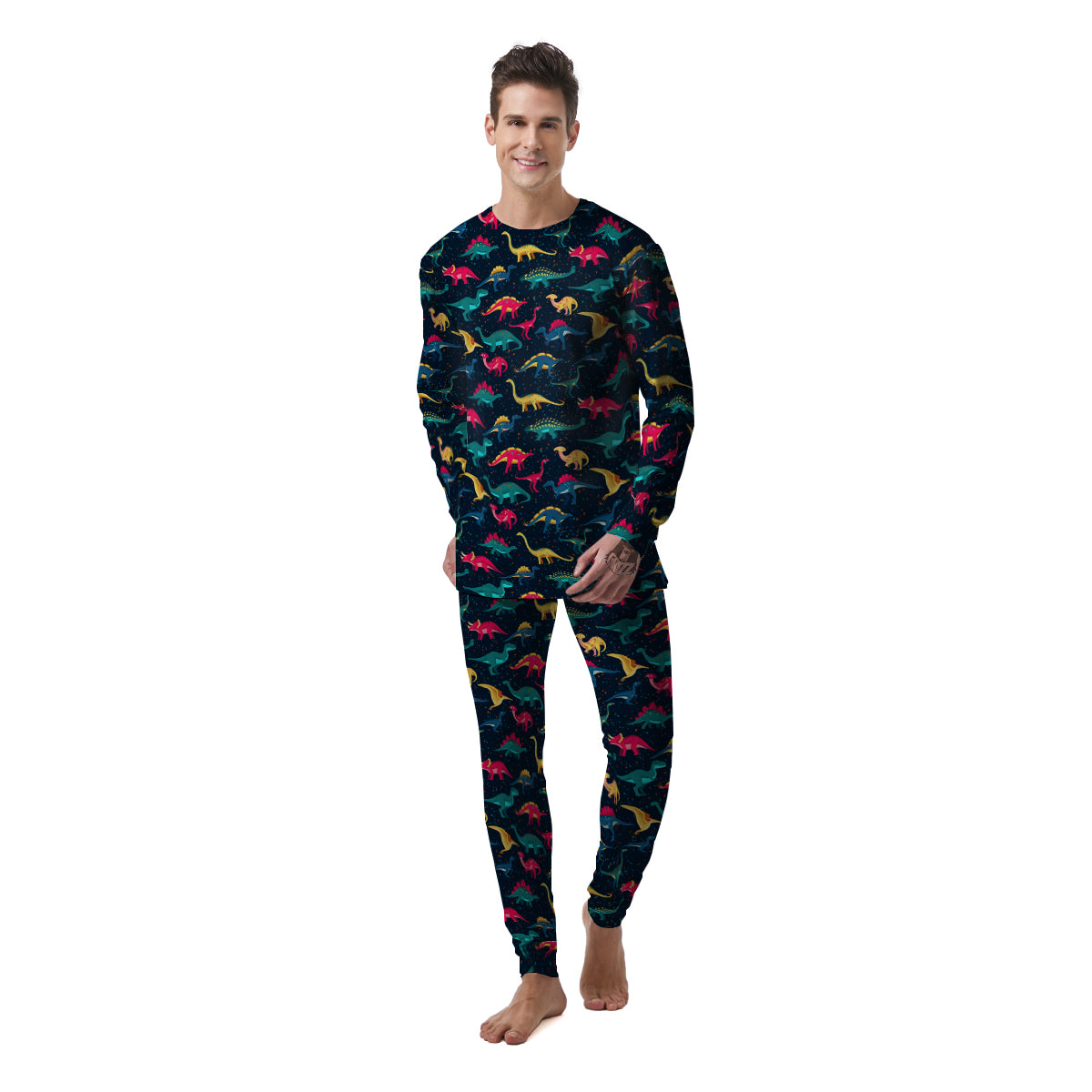 Colorful Cute Dinosaurs Print Pattern Men's Pajamas-grizzshop
