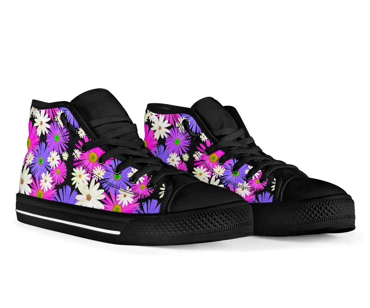 Colorful Daisy Pattern Print Men Women's High Top Shoes-grizzshop