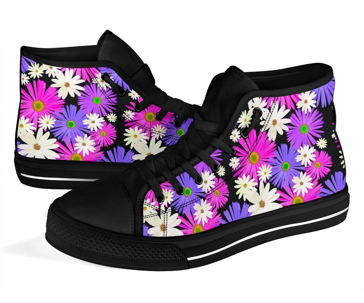 Colorful Daisy Pattern Print Men Women's High Top Shoes-grizzshop